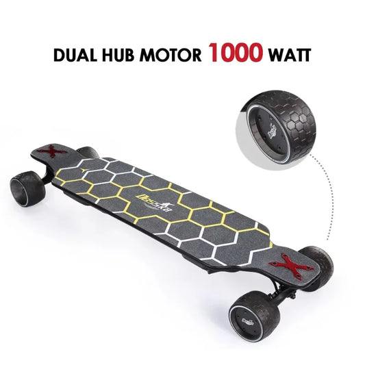 Airo Customizable 40km/h Electric Off-Road Skateboard with 25km Range 5ah Battery & 120kg Max Load Drop Deck Four-Wheel Scooter
