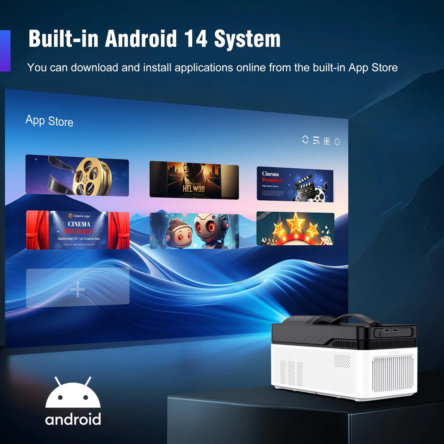 Magcubic 8K Ultra Short Throw Projector with Auto Offset 4K 1080P 900ANSI BT5.4 Electronic Focus WiFi6 AllwinnerH726 Voice HY450