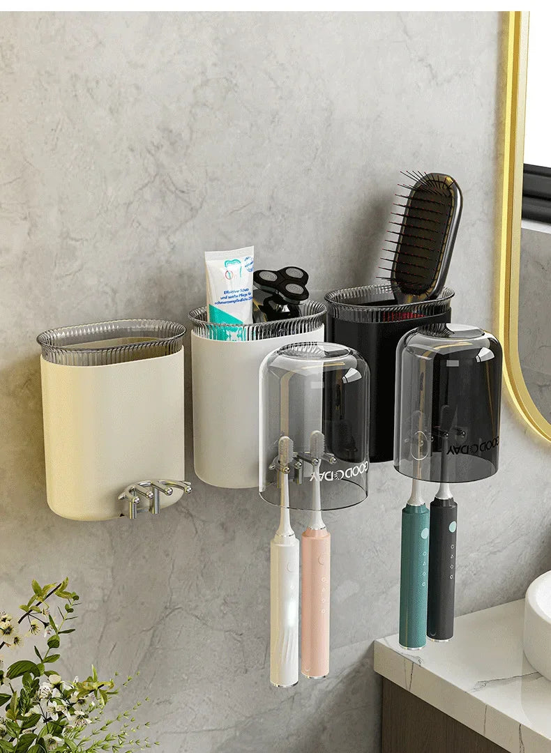 Washing Cup Toothbrush Holder Wall Mounted Toothpaste Shaver Storage Multifunctional Household Bathroom Accessories Storage Rack