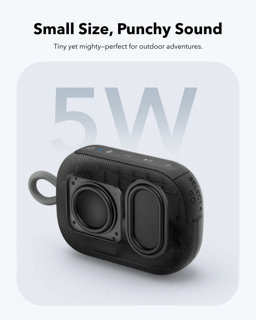 Soundcore Select 4 Go Bluetooth Shower Speaker by Anker, IP67 Waterproof/Dustproof, Ultra-Portable Speaker, 20H Playtime