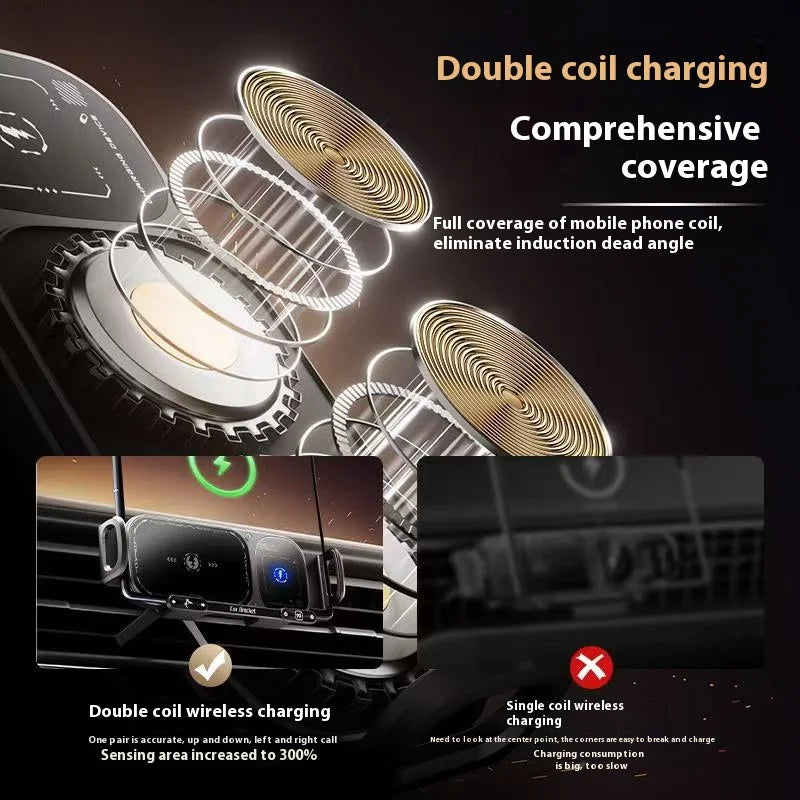 2IN1 Car Wireless Charger Phone Holder Touch Rotate Stand for Samsung Galaxy Fold 6 5 4 3 Z Flip iphone 16 15 14 13 12 11Pro Max
