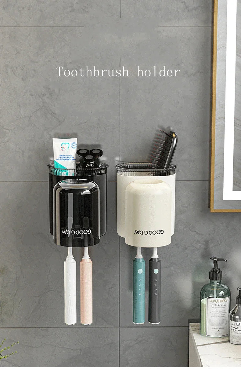 Washing Cup Toothbrush Holder Wall Mounted Toothpaste Shaver Storage Multifunctional Household Bathroom Accessories Storage Rack