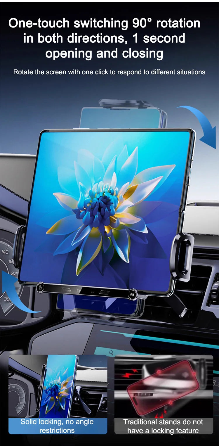 Wireless charging folding car large screen cell phone holder fast charging car navigation bracket