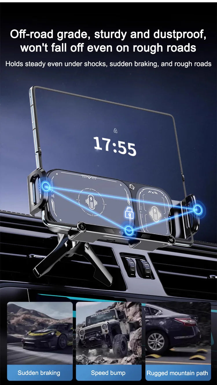 Wireless charging folding car large screen cell phone holder fast charging car navigation bracket