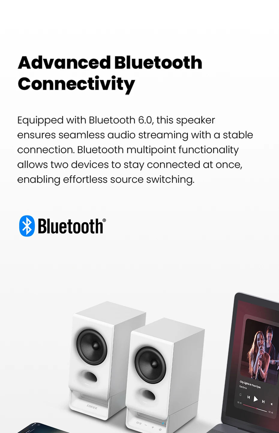 Edifier R20BT Computer Speakers With Light Effects Bluetooth 6.0 USB-C AUX Inputs