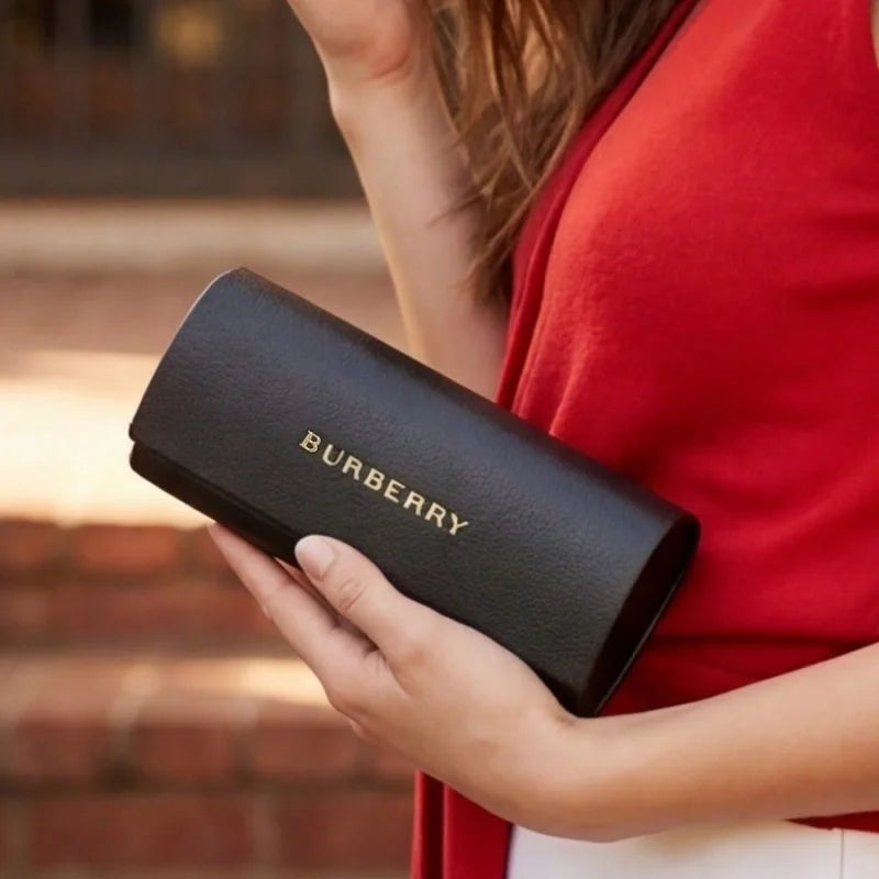 BURBERRY Luxury Leather Glasses Case Hard Shell Fashion Protective Eyewear Storage Box Women Fashion Accessories Gift For Her