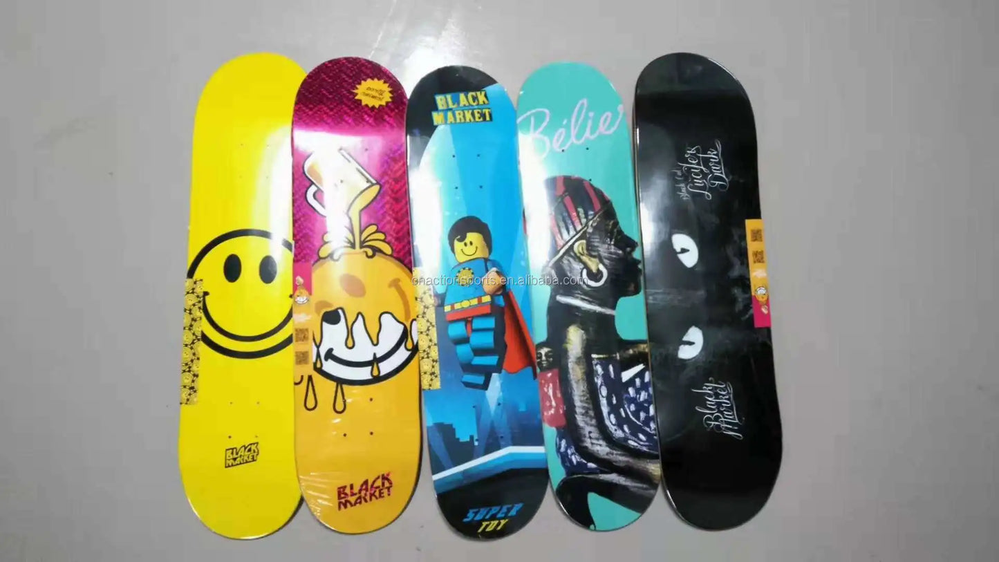 Wholesale 8.0 Inch Professional Quality Full Canadian Maple Custom Design Complete Skateboard