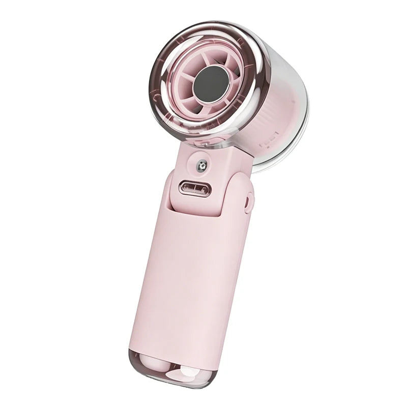 Mini Fan Portable Water Mist Fan 3600mAh 5 Speeds Handheld Foldable Neck Hanging Humidifier Small Spray Fans Type-C Rechargeable Vibely Store