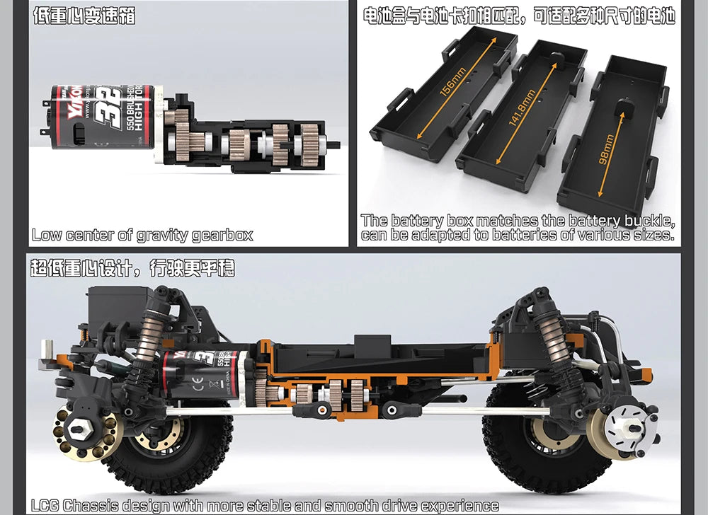 1/10 Scale YK4107 RC Crawler 4WD Dual Speed Lock Differential Remote Control Off Road Climbing Hobby RC Model Car Toy Vehicle