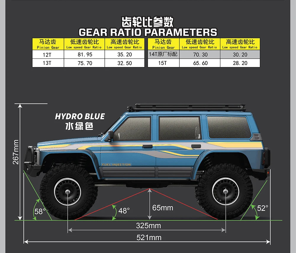 1/10 Scale YK4107 RC Crawler 4WD Dual Speed Lock Differential Remote Control Off Road Climbing Hobby RC Model Car Toy Vehicle