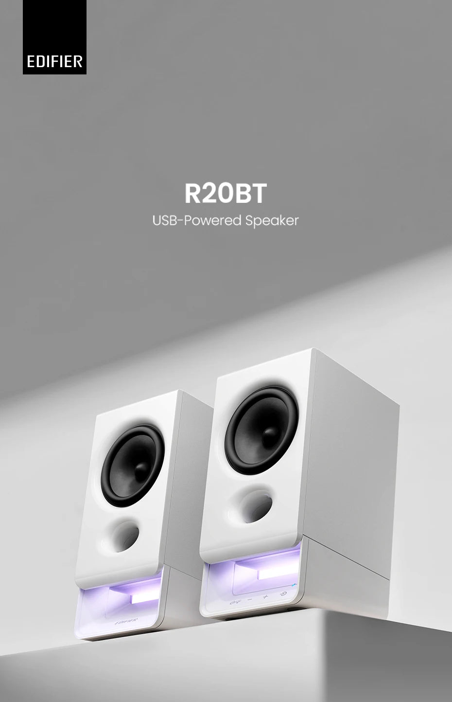 Edifier R20BT Computer Speakers With Light Effects Bluetooth 6.0 USB-C AUX Inputs