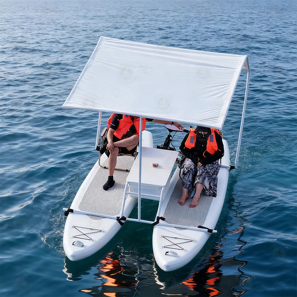 Outdoor DWF Luxury Floating Electric Catamaran Inflatable Boat with Motor for Home Residential or School Use