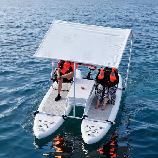 PVC Inflatable Electric Catamaran Boat 2 Person Yacht with Motor Water Amusement Fishing Boat for Sightseeing Cruising