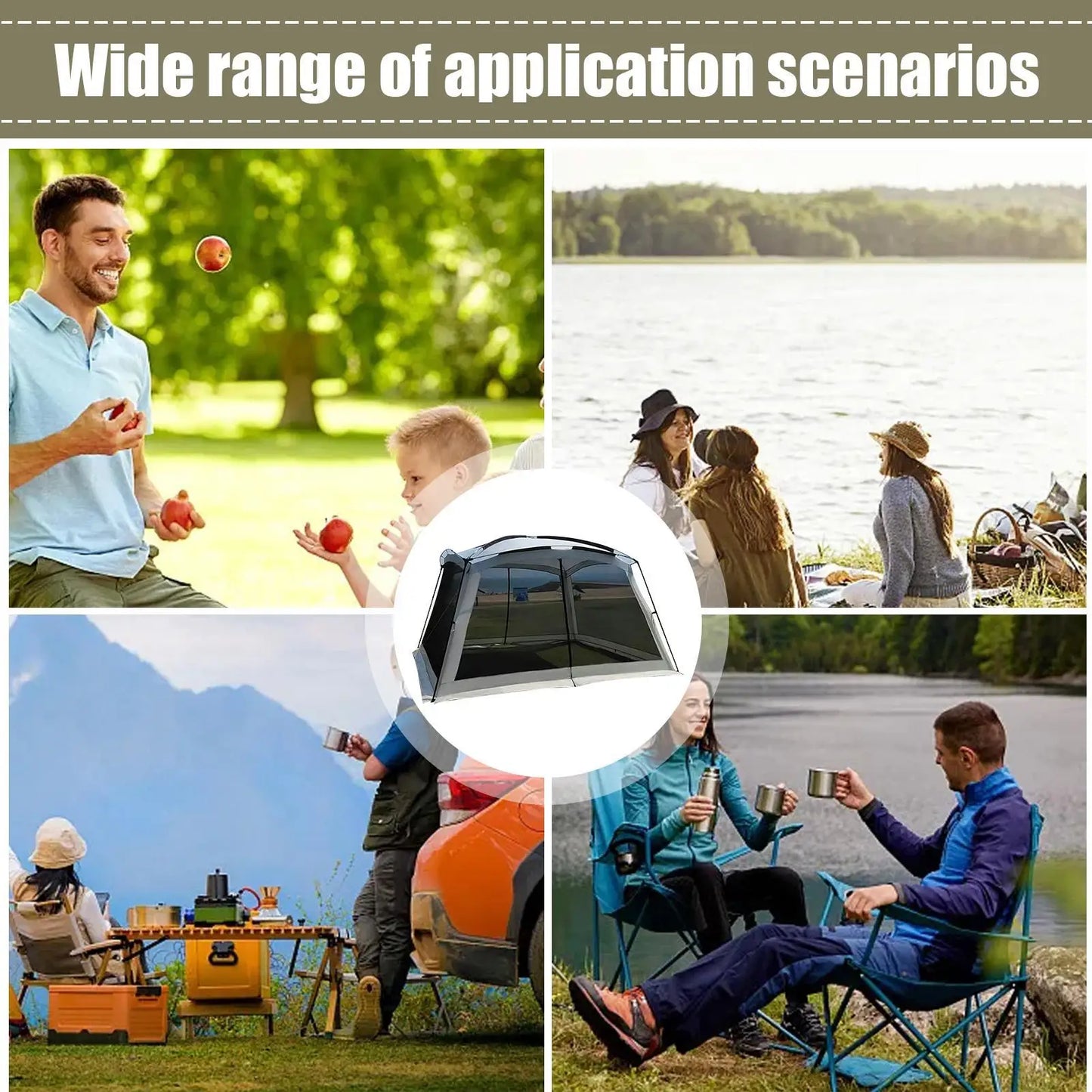 Outdoor Tent UV Resistant Sunshade House Screen House Tent For Family Trip Backyard Picnic Hiking Road Trips Travel