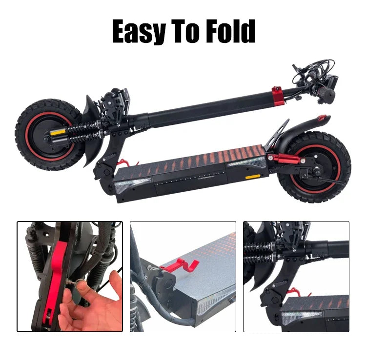 T4 500W High Power Dual Motor Adjustable Height Off-road Folding Adult Electric Scooter