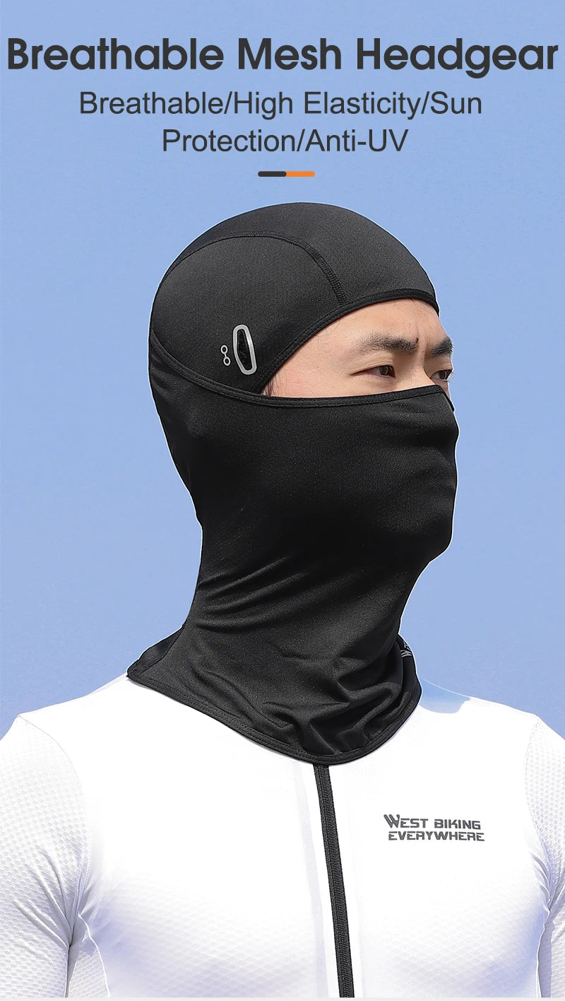 WEST BIKING Summer Breathable Cycling Cap Anti-UV Balaclava Men Full Face Mask Bicycle Motorcycle Running Cooling Sport Gear