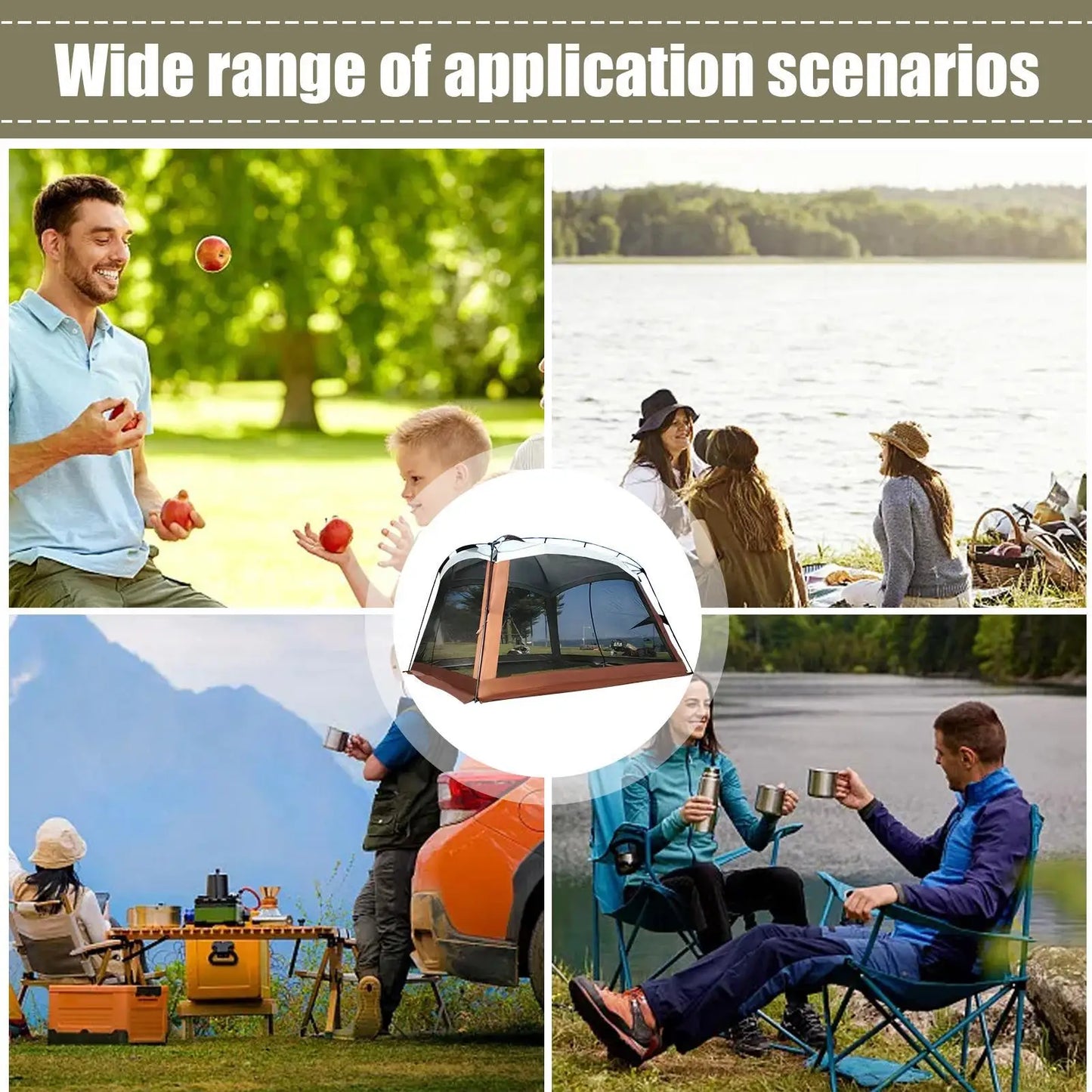 Outdoor Tent UV Resistant Sunshade House Screen House Tent For Family Trip Backyard Picnic Hiking Road Trips Travel