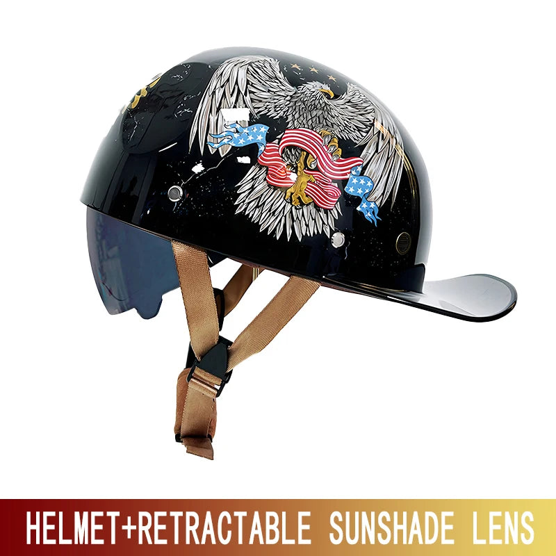 Motorcycle Helmet, Japanese-German Helmet, Men's Retro Half Helmet, Cruise Pedal, Tram, Light Prince Baseball Cap, Spring and Su