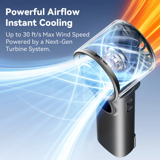 MUXNW 3-in-1 Foldable Handheld Fan 11000RPM 3000mAh 100-Speed USB-C Digital Display for Travel Office