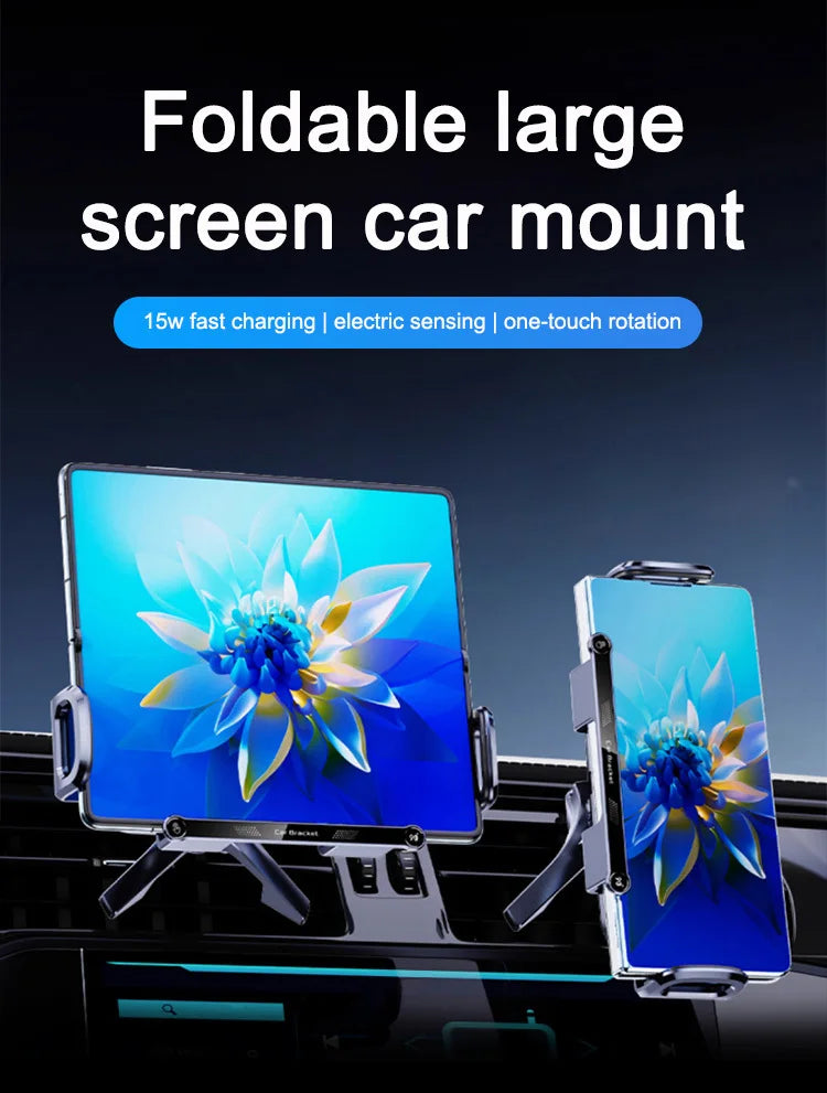 Wireless charging folding car large screen cell phone holder fast charging car navigation bracket