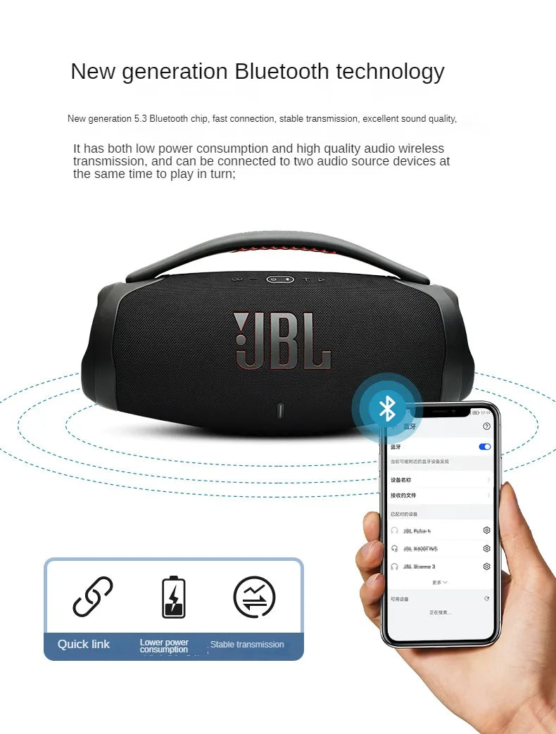 Wireless Bluetooth BoomsBox 3 JBL high-power subwoofer portable speaker 360 stereo surround TWS