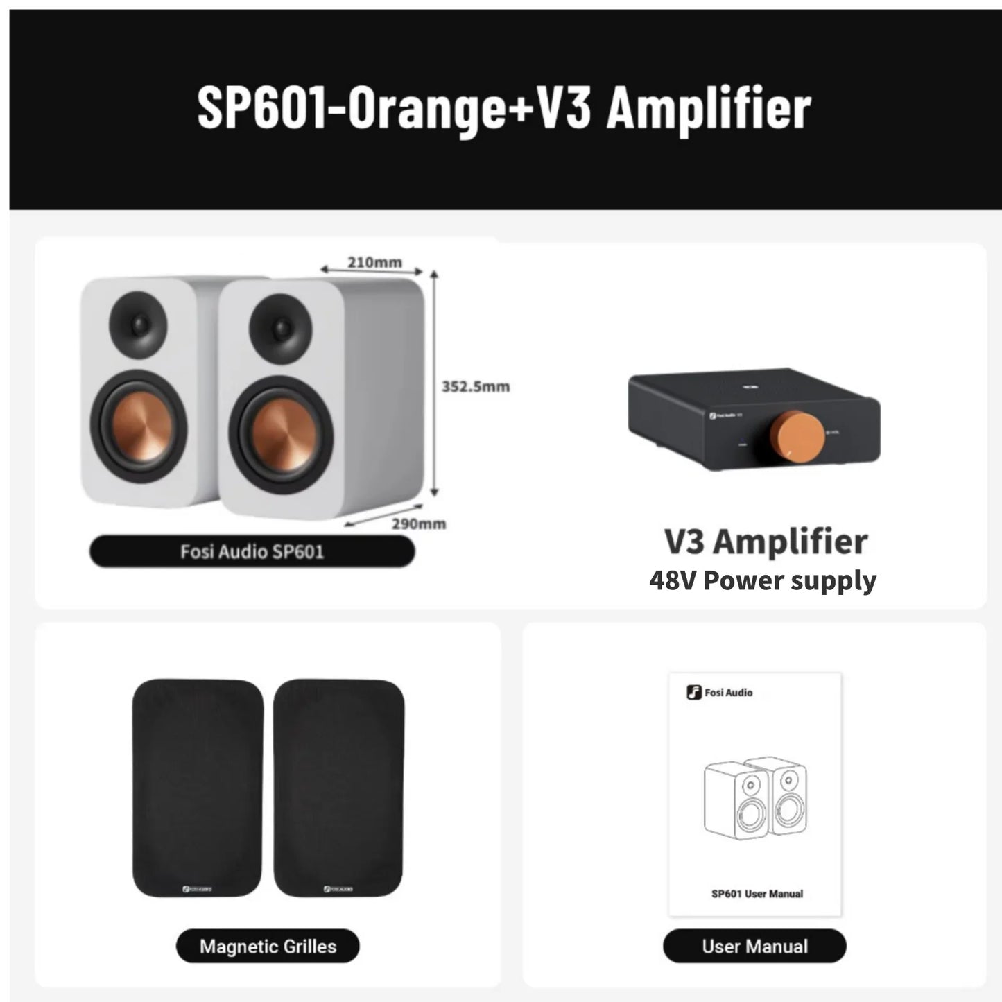 Fosi Audio SP601 6Ω 160W Bookshelf Speaker Hi-Fi Audio for Home Theater ，Desktop Computer