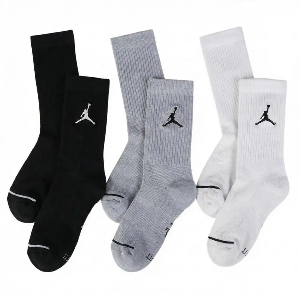 Nike (NIKE) 3-Pack Socks for Men and Women: Air Jordan Training Breathable Casual Socks, Mid-Calf Sports Socks SX5545-019