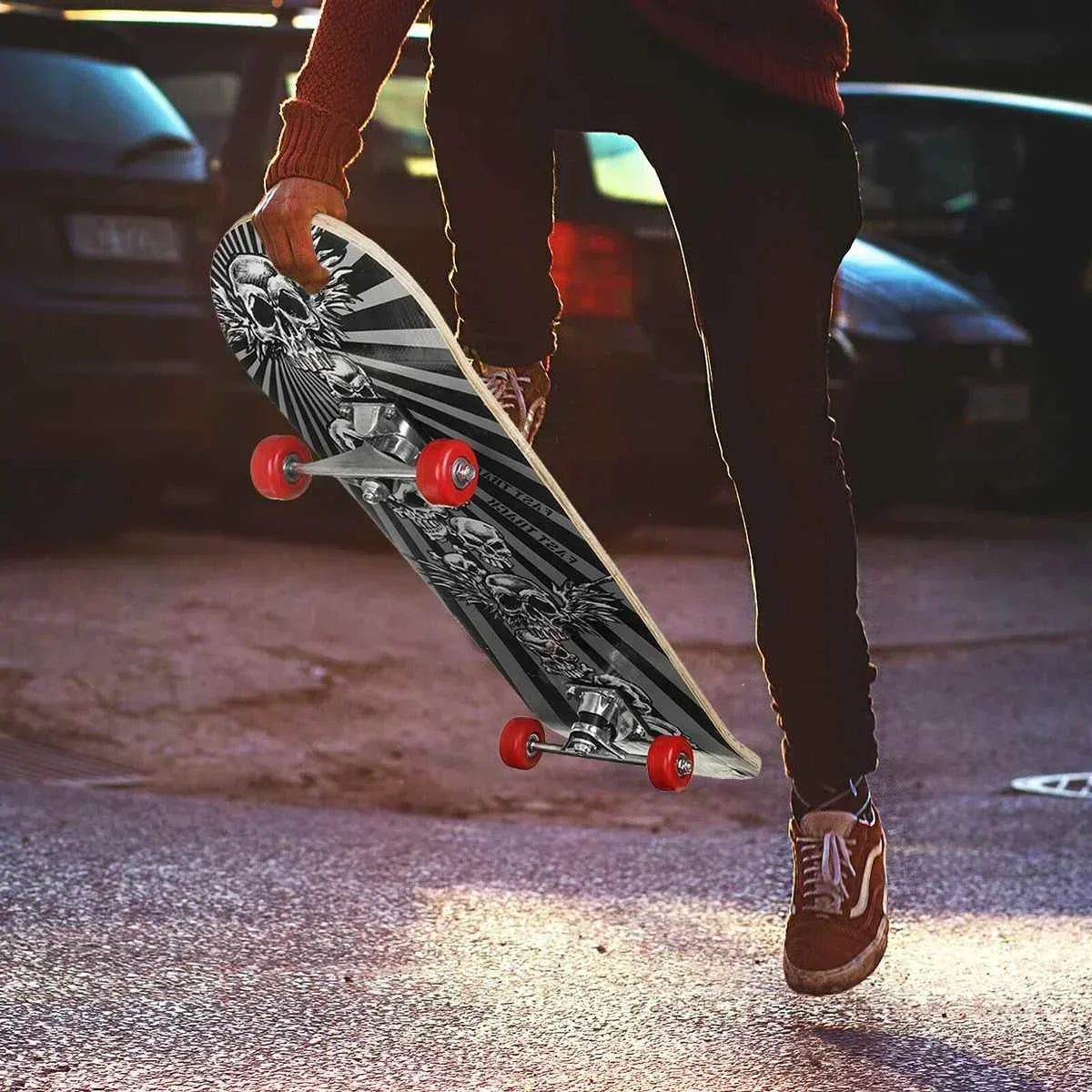 31 inch Skateboard Beginner Adult Kids Four-Wheeled Maple Board Double Rocker Professional High Speed Drift Sticker Skateboard