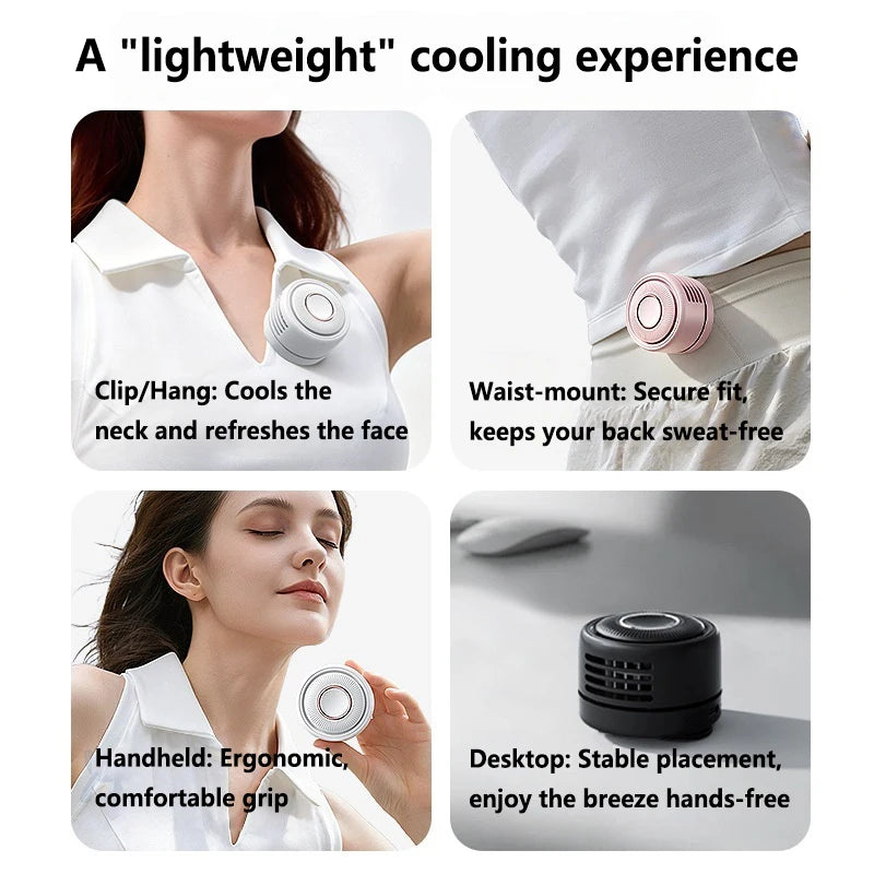 Lenovo 4-in-1 USB Blade-less Neck-Worn Fan Portable Quiet Mini Foldable Student-Friendly and Convenient Clip-On Fan Outdoor