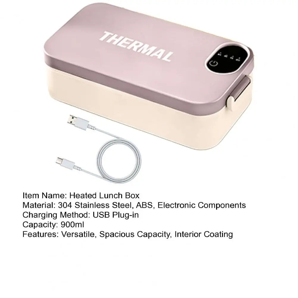 Heated Lunch Box Rechargeable Portable Warmer Portable Electric Lunch Box with Stainless Steel Container for Kids Boys Girls