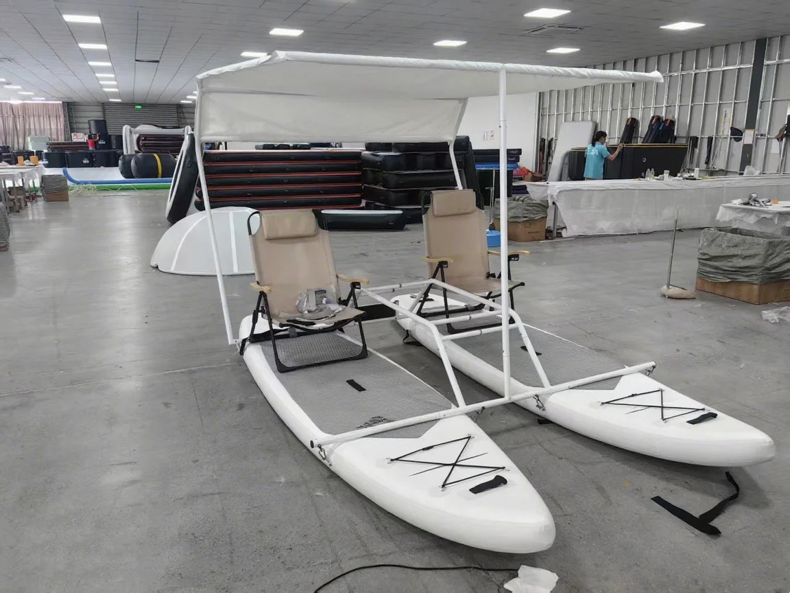 PVC Inflatable Electric Catamaran Boat 2 Person Yacht with Motor Water Amusement Fishing Boat for Sightseeing Cruising