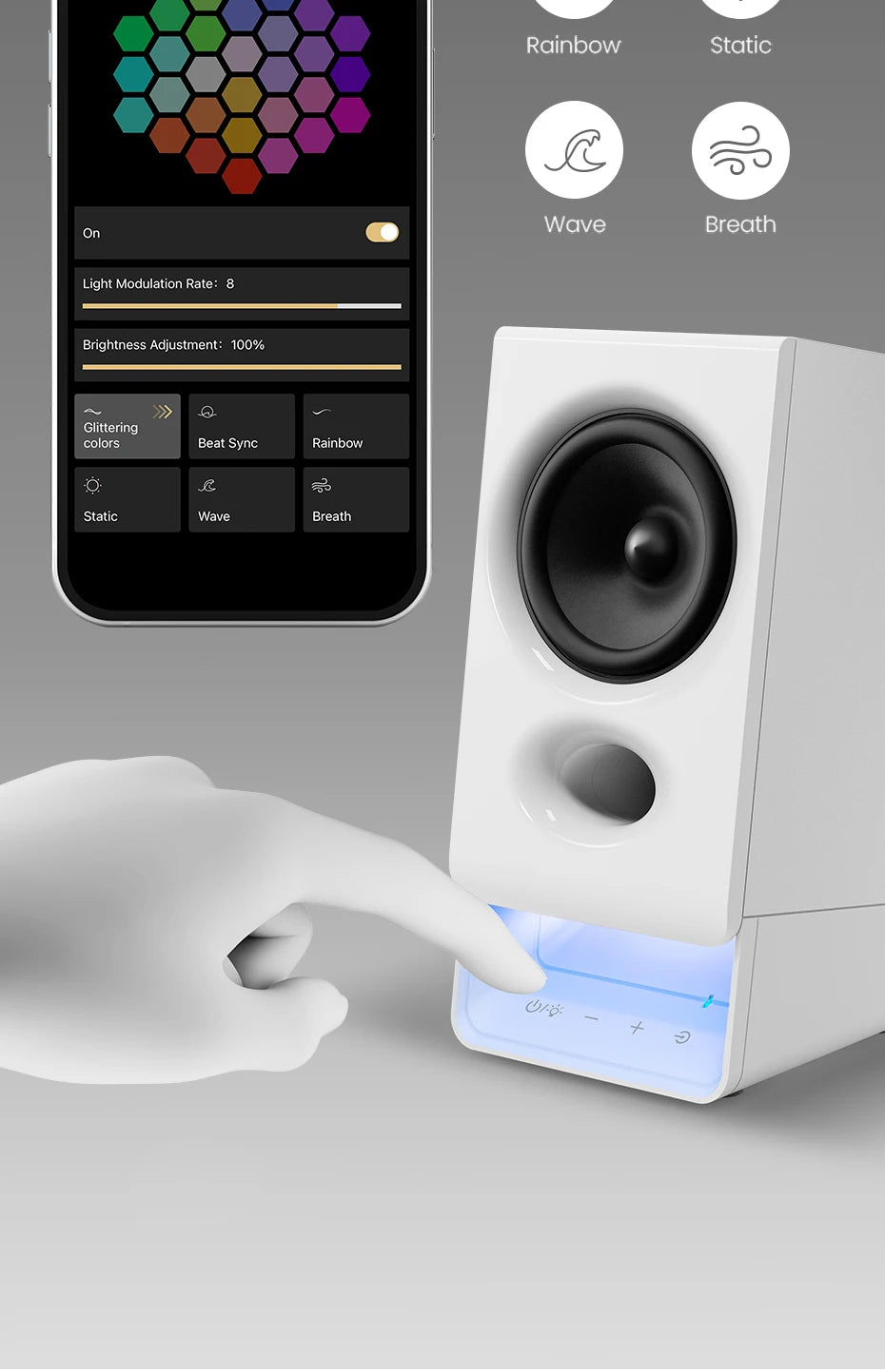 Edifier R20BT Computer Speakers With Light Effects Bluetooth 6.0 USB-C AUX Inputs
