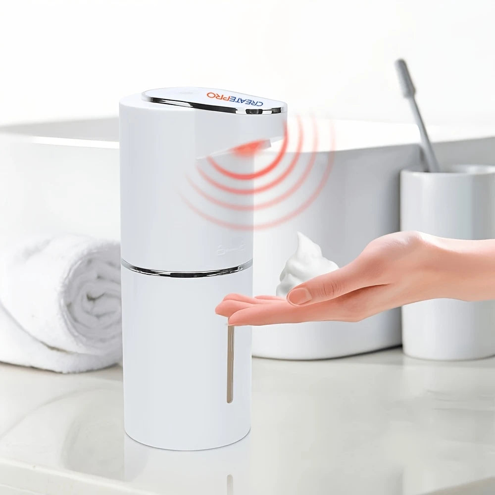 350ml Smart Sensor Touchless Foam Soap Dispenser, USB Rechargeable Wall-Mounted 3-Level Adjustable Pump for Bathroom Kitchen Dis