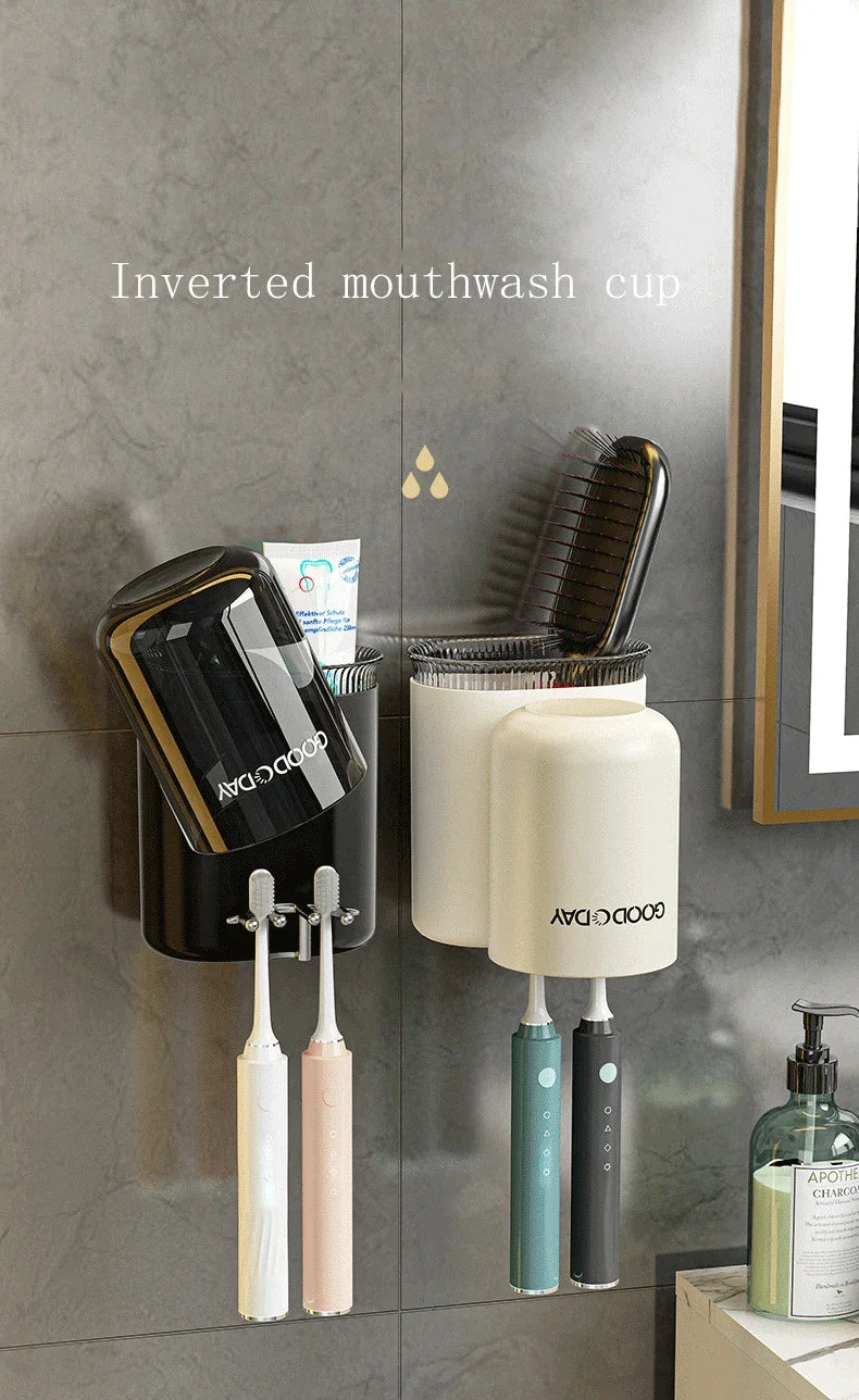 Washing Cup Toothbrush Holder Wall Mounted Toothpaste Shaver Storage Multifunctional Household Bathroom Accessories Storage Rack