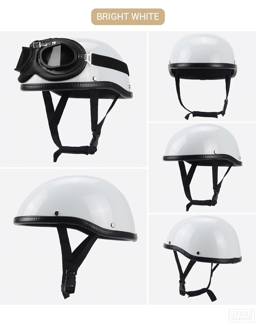 Motorcycle Half Helmet German Leather Vintage Helmet Casco Moto Motorcycle Open Face Helmet Biker Pilot DOT Certification S-XXL