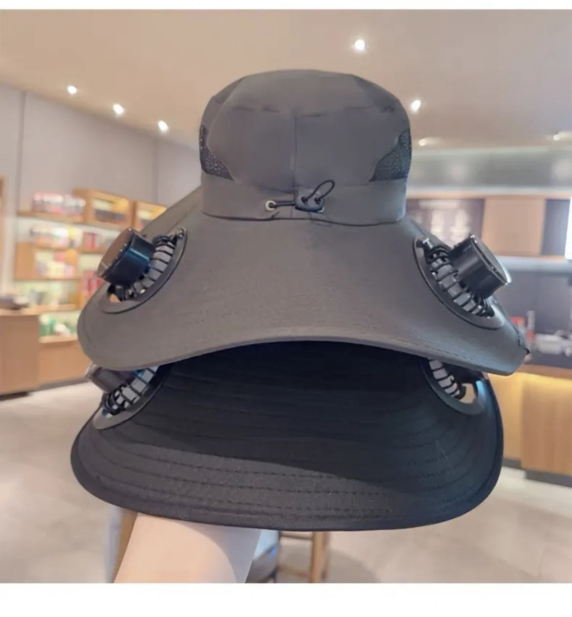 Mens Quick Dry Bucket Hat Large Size Sun Hat with Solar Powered Fan USB Rechargeable for Outdoor Hiking Camping Fishing Activity