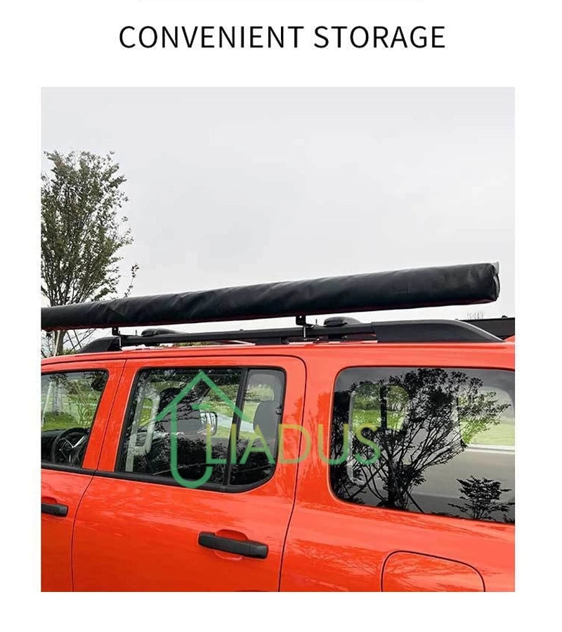 Universal Car Side Awning Portable Quick Fold Roof Top Tent Camping Shade Shelter Vehicle Canopy Fast Storage for RV Off-Road