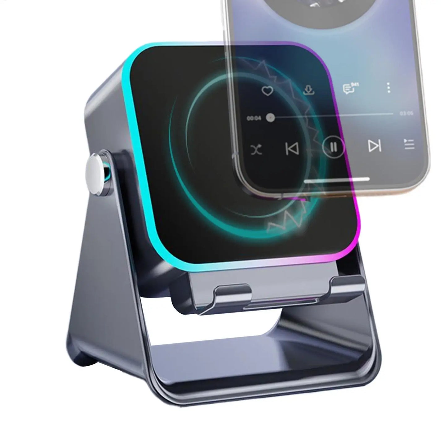 5 In 1 Auto-induction Wireless Induction Speaker 8 Mode RGB Light Phone Stand Surround Sound Portable Phone Holder