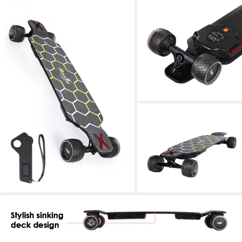 Airo Customizable 40km/h Electric Off-Road Skateboard with 25km Range 5ah Battery & 120kg Max Load Drop Deck Four-Wheel Scooter
