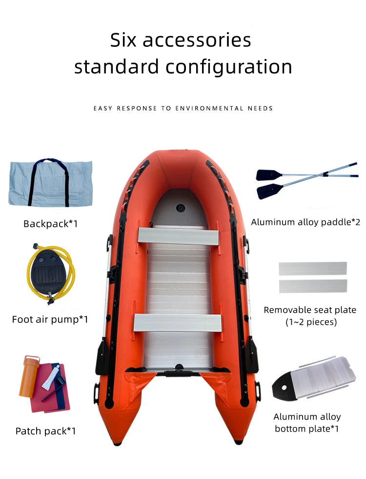 3.3m Inflatable Kayak PVC Speedboat Fishing Canoe Fishing Boat Aluminum Alloy Bottom