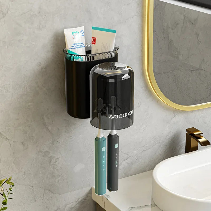 Washing Cup Toothbrush Holder Wall Mounted Toothpaste Shaver Storage Multifunctional Household Bathroom Accessories Storage Rack
