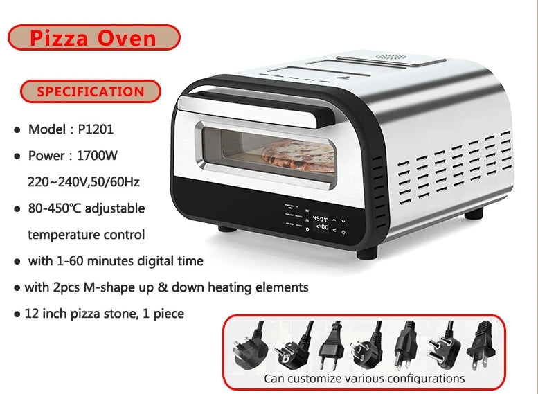 Electric Pizza Oven 80-400°C Degrees Electric Oven Pizza Pizza Oven Electric 12inch
