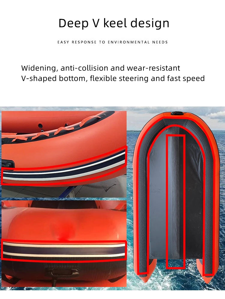 3.3m Inflatable Kayak PVC Speedboat Fishing Canoe Fishing Boat Aluminum Alloy Bottom