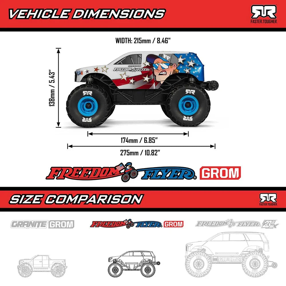 ARRMA FREEDOM FLYER GROM ARA2130FF four-wheel drive monster truck 1/16 electric RC toy car adult toy gift