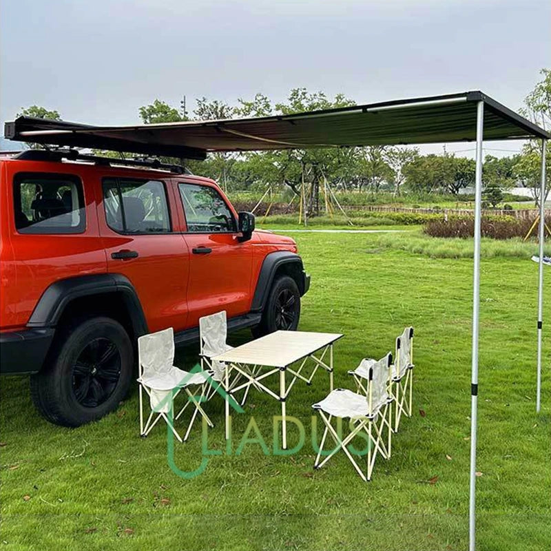 Universal Car Side Awning Portable Quick Fold Roof Top Tent Camping Shade Shelter Vehicle Canopy Fast Storage for RV Off-Road