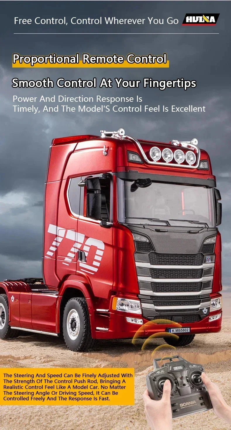 Huina New Model 1501+1509 770s RC Heavy-duty Truck Trailer Model Tractor High-end Toy Children's Adult Gift