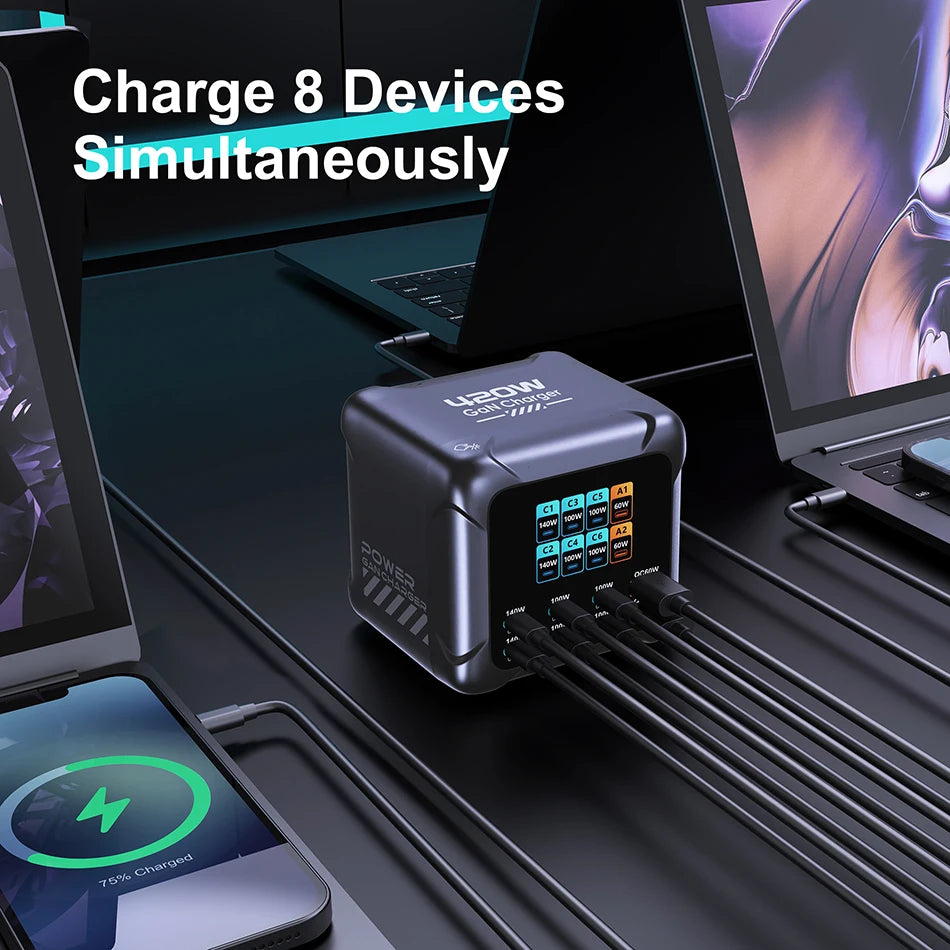 Ubigbuy 420W GaN Charger PPS PD3.1 140W USB Type C Charger Digital Display Fast Charging Station for MacBook iPhone 17 Samsung