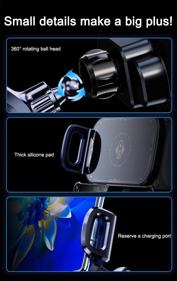 Wireless charging folding car large screen cell phone holder fast charging car navigation bracket