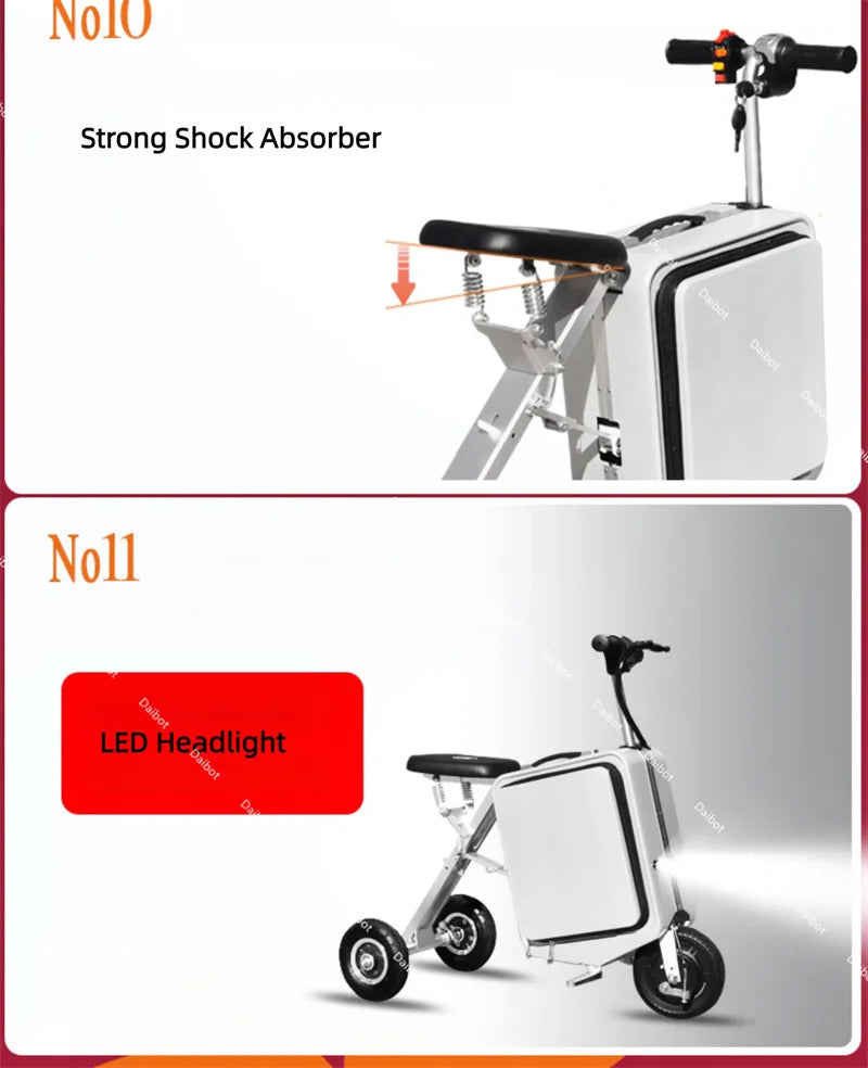 Folding Luggage Parent Child Electric Scooter For Adults With Seat 300W 36V Travel Lightweight Mobility Scooter For Elderly