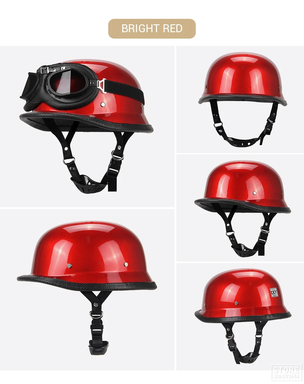 Motorcycle Half Helmet German Leather Vintage Helmet Casco Moto Motorcycle Open Face Helmet Biker Pilot DOT Certification S-XXL